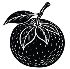 Ripe, orange pumpkin with green leaves, a fresh autumn vegetable illustration