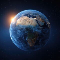 Obraz premium Earth from space, sunrise over Africa