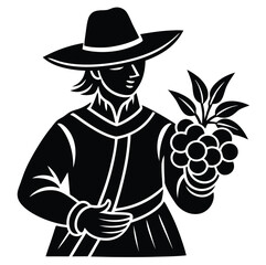 Western vector illustration of a cartoon cowboy with a gun and hat