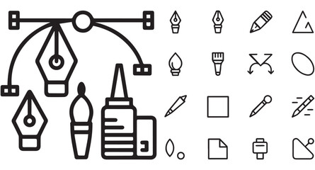 Illustrator Tools Icon Set – Editable Line Art