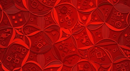 Rich Crimson Red Abstract Background with Intricate Overlapping Patterns.