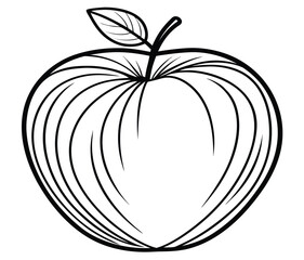 Red apple vector illustration with leaves on white background