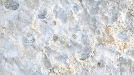 Obraz premium Close-up view of a light gray stone surface, exhibiting numerous fossil imprints, creating a textured and natural aesthetic.