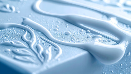 Light Blue Liquid Dripping on Embossed Surface