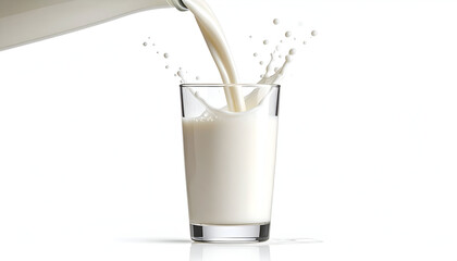 Milk Pouring into Glass with Splash