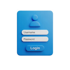 3d login form user interface icon isolated on transparent background