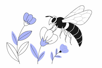 Obraz premium Bee and flowers