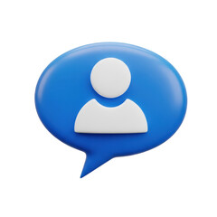 3d user message bubble icon isolated on transparent background for digital communication and social media interfaces