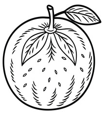 Vector illustration of a fresh red apple, a healthy fruit with a leaf, on a black background