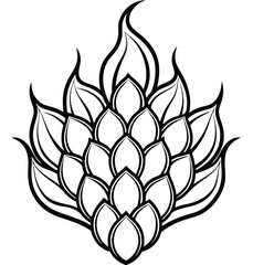 Abstract black floral vector illustration for a tattoo design with an ornamental lotus flower symbol