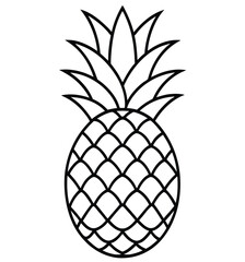 Vector illustration of a fresh, sweet, and juicy tropical pineapple with a green leaf isolated on white