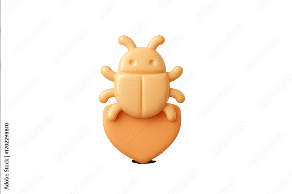 Poster stylized insect bug on a shield representing digital protection concepts like cybersecurity and anti