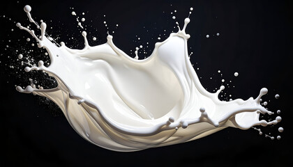 White Liquid Splash Against Black Background