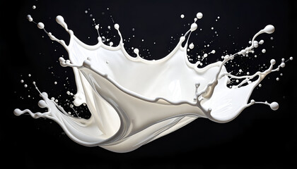 White Liquid Splash Against Black Background
