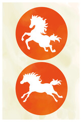 高級感のある馬のシルエット　新年　年賀状　素材