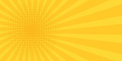 Fototapeta premium Vintage pop art yellow background. Banner vector illustration