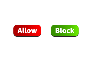 Green BLOCK Button and Red ALLOW Button Setting toggle design element for mobile app interface, web. Isolated on Transparent Cutout PNG