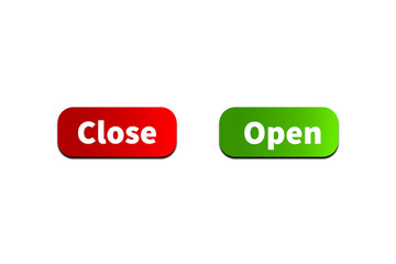 Green OPEN Button and Red CLOSE Button Setting toggle design element for mobile app interface, web. Isolated on Transparent Cutout PNG