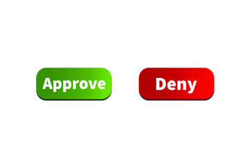 Green APPROVE Button and Red DENY Button Setting toggle design element for mobile app interface, web. Isolated on Transparent Cutout PNG