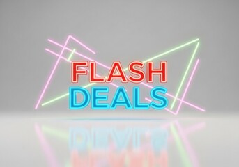 Flash deals Neon style Promotion with geometric lines and reflection high quality professional