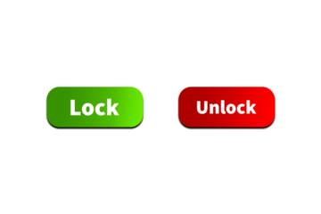 Green LOCK Button and Red UNLOCK Button Setting toggle design element for mobile app interface, web. Isolated on Transparent Cutout PNG