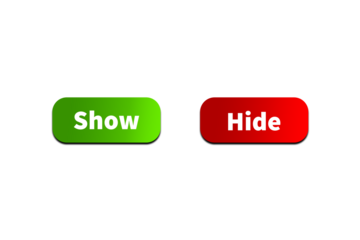 Green SHOW Button and Red HIDE Button Setting toggle design element for mobile app interface, web. Isolated on Transparent Cutout PNG