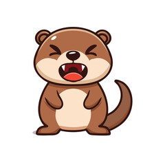 Obraz premium A cute cartoon otter with an open mouth. The otter features adorable characteristics