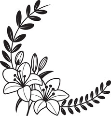 Black and White Lily Flower Wreath with Buds and Leaves