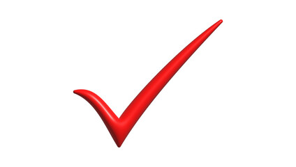 3D Red Check Mark Symbol Isolated Approval, Validation, Success Icon