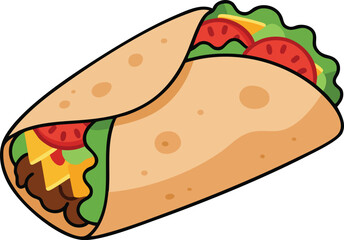 A delicious-looking, filled tortilla wrap, with various ingredients. (Created Using Generative AI Tools)