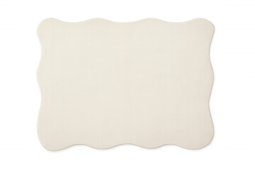 Empty off-white label with wavy edges, isolated on a transparent background, providing a customizable space for text or design elements