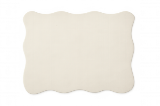 Empty off-white label with wavy edges, isolated on a transparent background, providing a customizable space for text or design elements