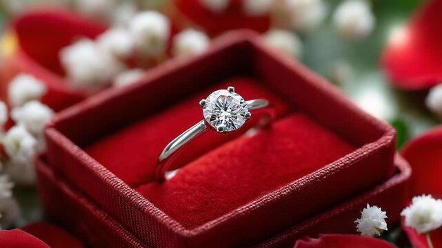 Natural daylight softly illuminates a velvet ring box for elegant product and lifestyle placements Video 4K UHD 60fps