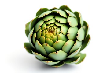Obraz premium Close-up of a fresh green artichoke on a white background