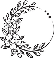 Black and White Lily Flower and Leaf Cluster Design