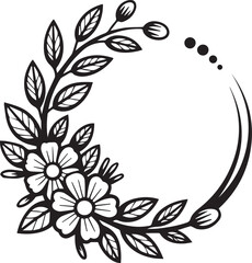 Floral Wreath with Lily Flowers and Leaves frame border