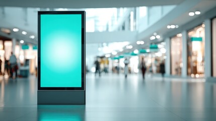 Modern Advertising Billboard Mockup Display in a Busy Shopping Mall, Ready for Customization and Promotion