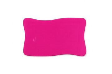 Vibrant pink label with a wavy edge, perfect for adding a pop of color to designs, presentations, or marketing materials