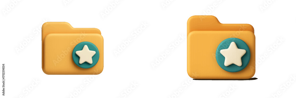 Aufkleber favorite folder icon with star badge for digital interfaces and applications in a soft 3d style