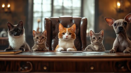 Naklejka na ściany i meble Feline boardroom meeting