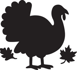 Turkey with autumn leaves silhouette, perfect for Thanksgiving and fall seasonal design.