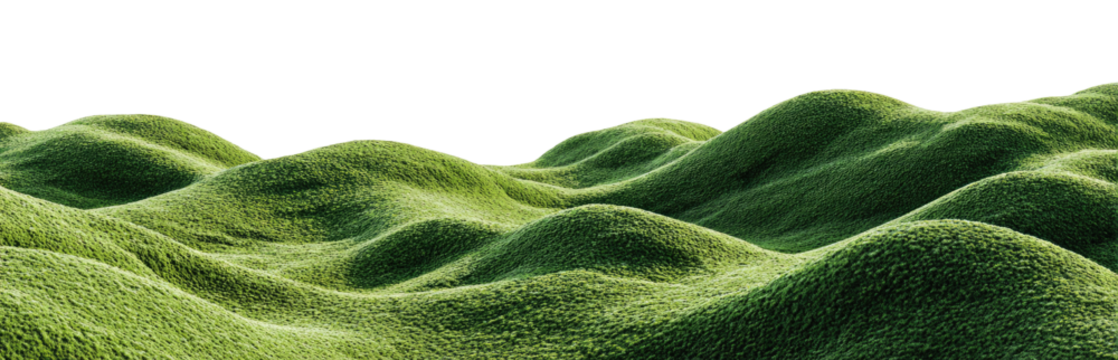 Lush green hills, undulating landscape