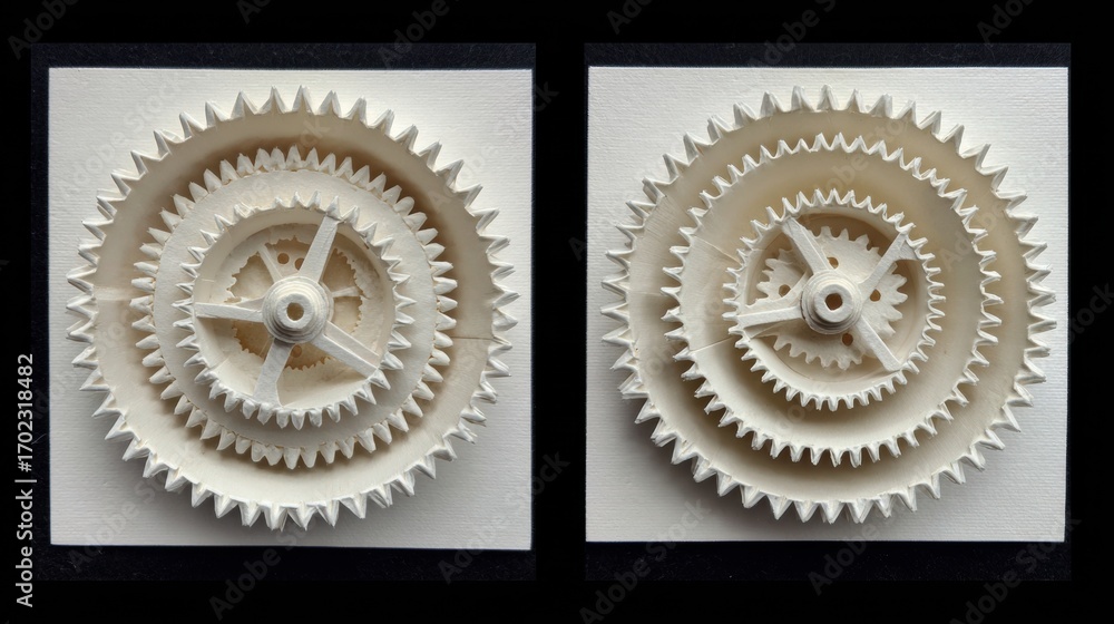 Poster detailed view of intricate gear mechanisms designed for mechanical engineering applications