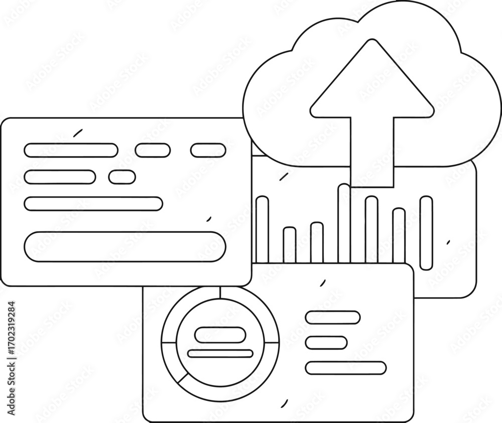 Poster elevate your data with cloud analytics and insightful dashboards, visualizing growth and trends for 