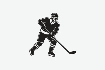 Fototapeta premium hockey player in action pose with stick silhouette
