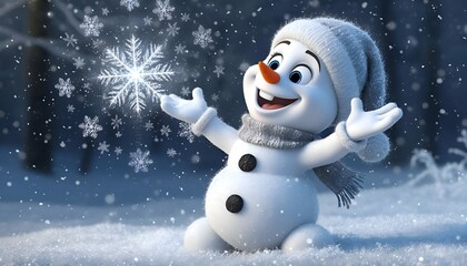This enchanting image is perfect for holiday greeting cards, festive advertising, children's book illustrations, and winter event flyers. Its magical and friendly character is ideal for print material