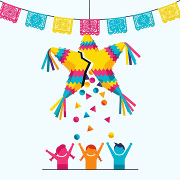 colorful star piñata children celebrating clip art preview