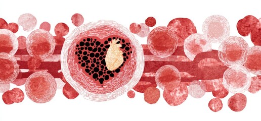 Fototapeta premium Red blood cells, heart within
