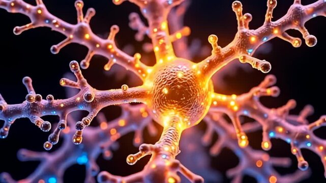 Feel the energy as a molecule resembling glowing silica tree structure bursts into a vivacious display of color, each branch igniting in a spectrum from rich indigos to bright citrines,