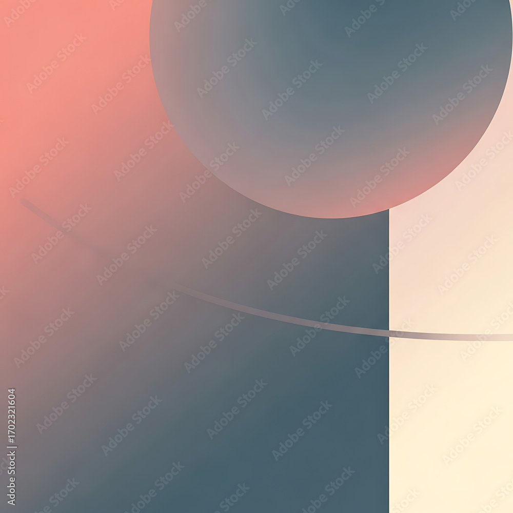 Poster abstract composition with soft geometric shapes and gradient color transitions